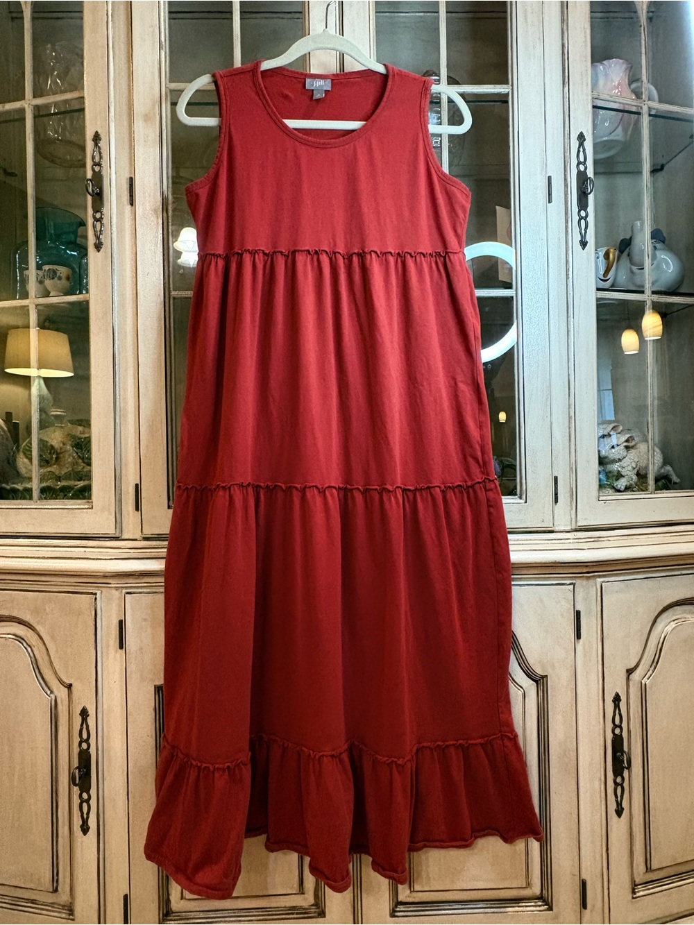J. Jill Burnt Red Sleeveless Tiered Maxi Dress